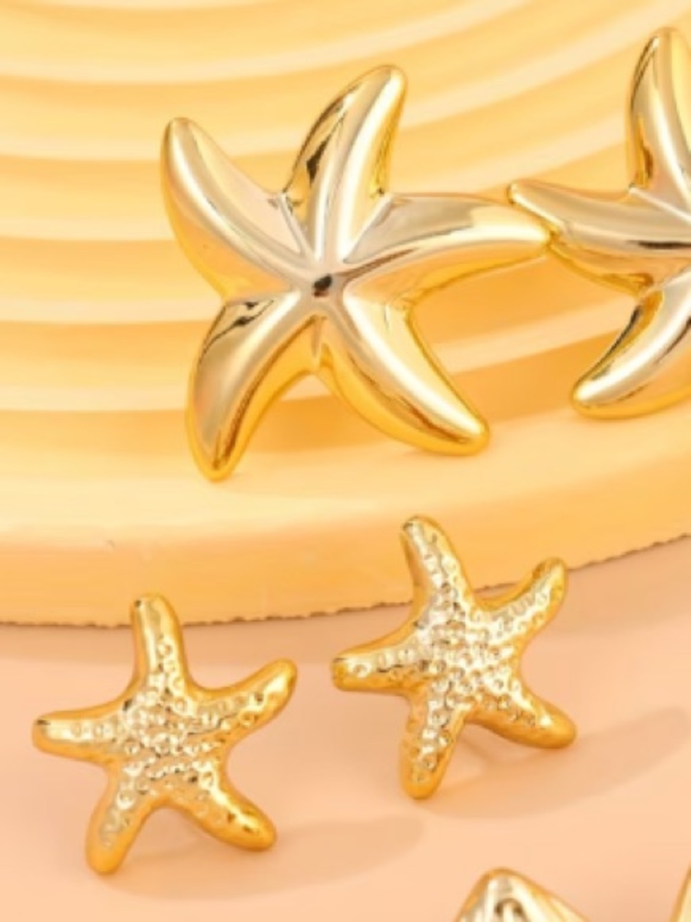 Gold Starfish & Shell Earring Set - Picture 3 of 4